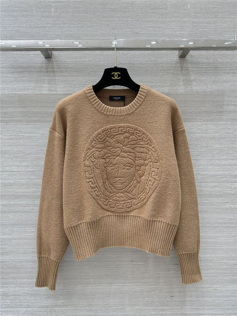 Versace Medusa Wool-Blend Sweater Beige