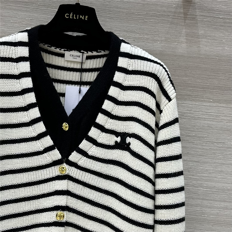 Ce1i*e v-neck marinière wool cardigan