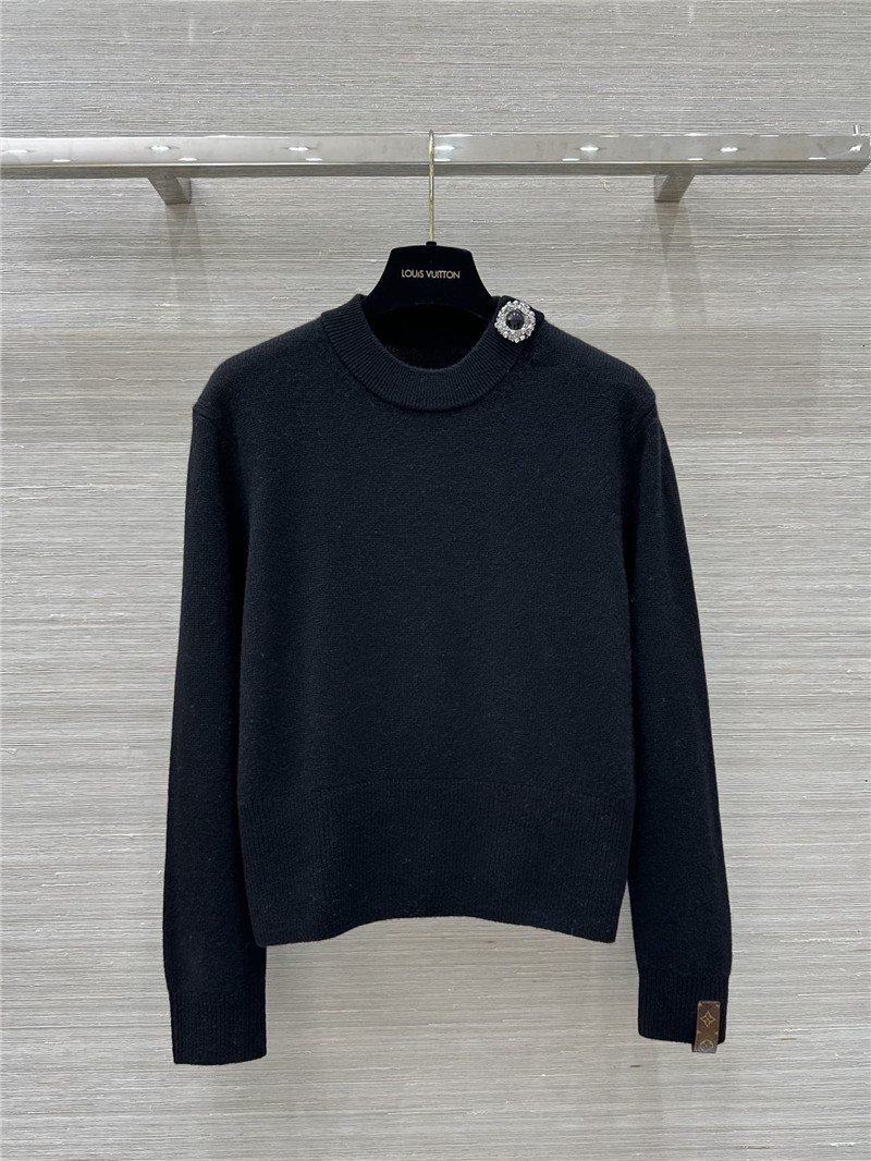 LV Pin Cashmere Sweater in Black