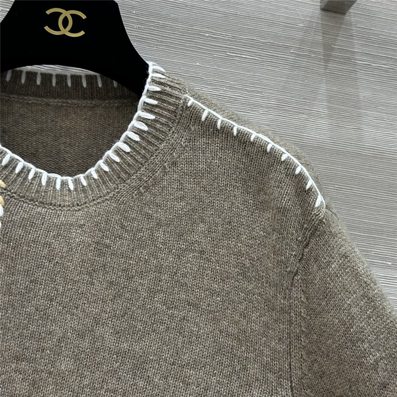 L0r0 P1ana trim cashmere sweater in grey
