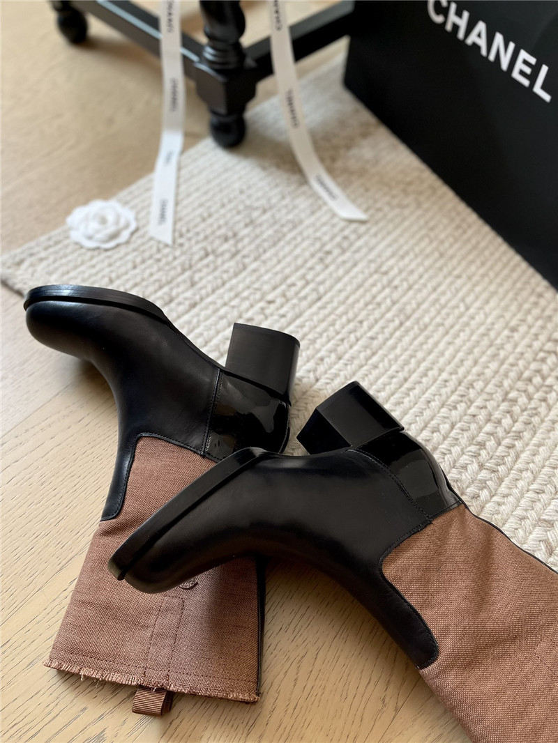 Ch**el calfskin logo mid calf boots