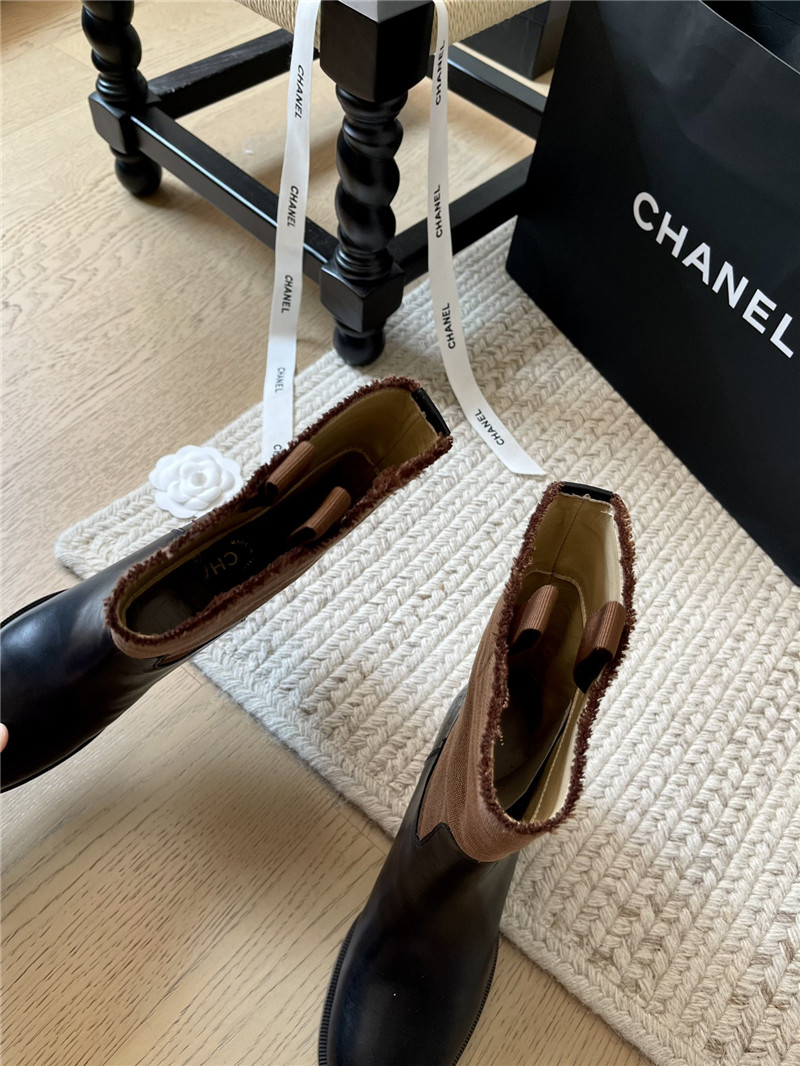 Ch**el calfskin logo mid calf boots
