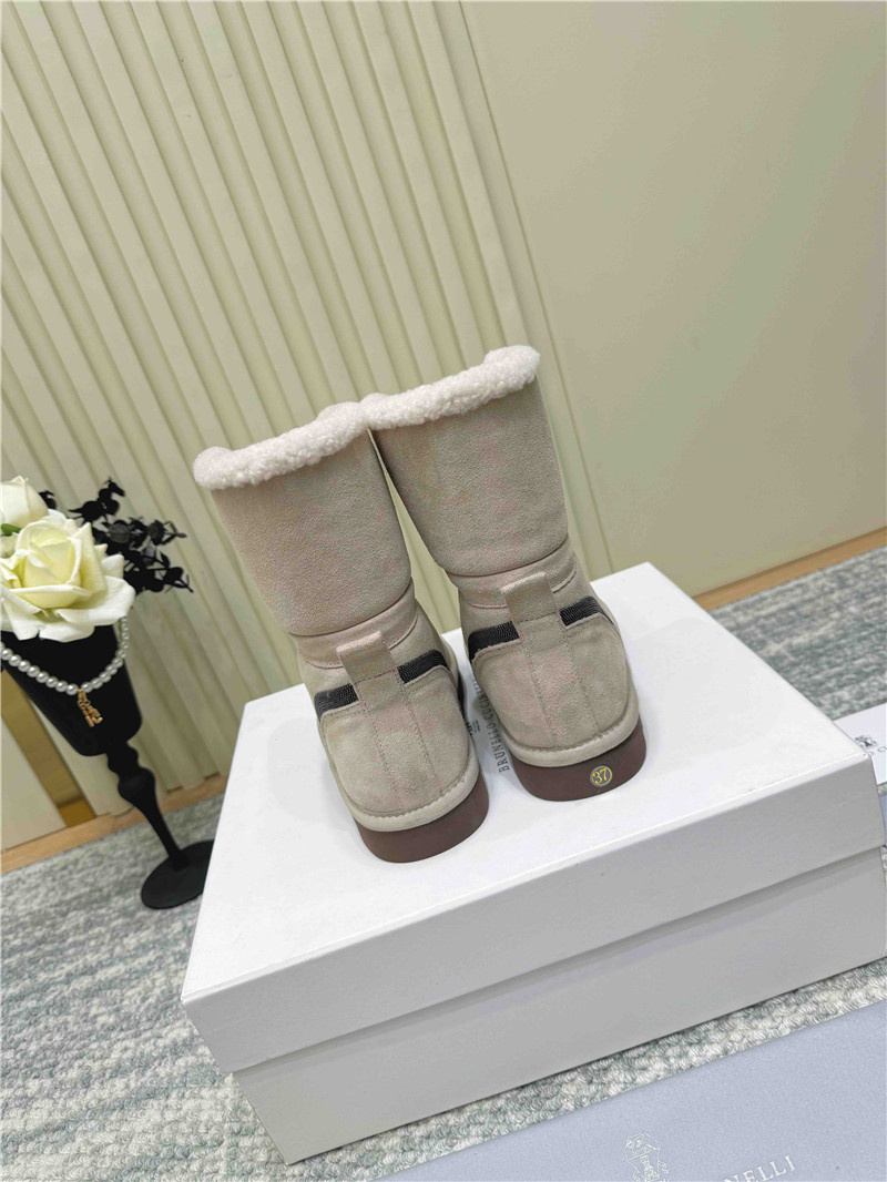 BC Beige Suede Leather Snow Boots