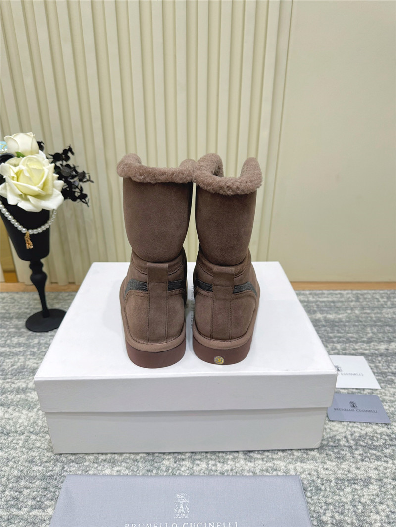 BC Suede Wool Snow Boots Brown