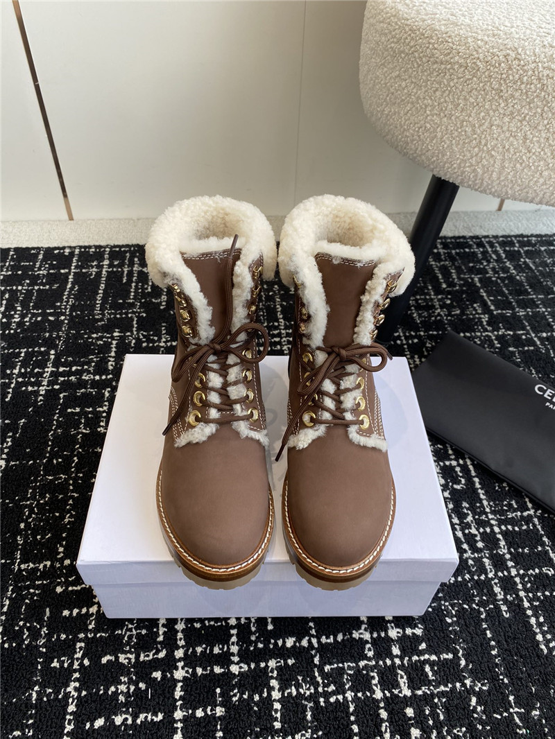 Ce1i*e kurt lace-up calfskin mid boot in brown