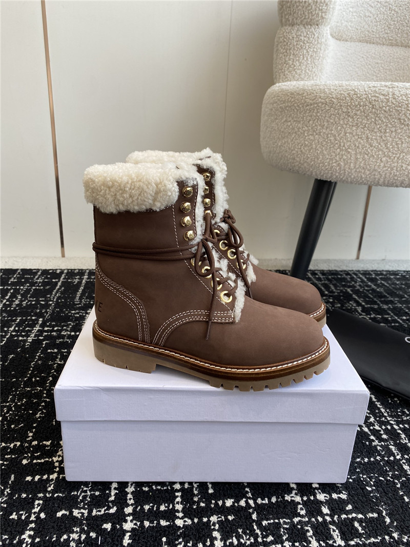 Ce1i*e kurt lace-up calfskin mid boot in brown