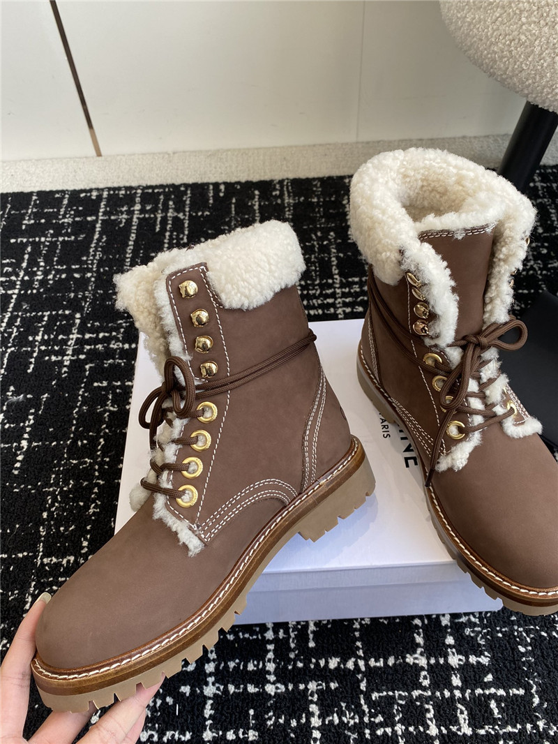Ce1i*e kurt lace-up calfskin mid boot in brown