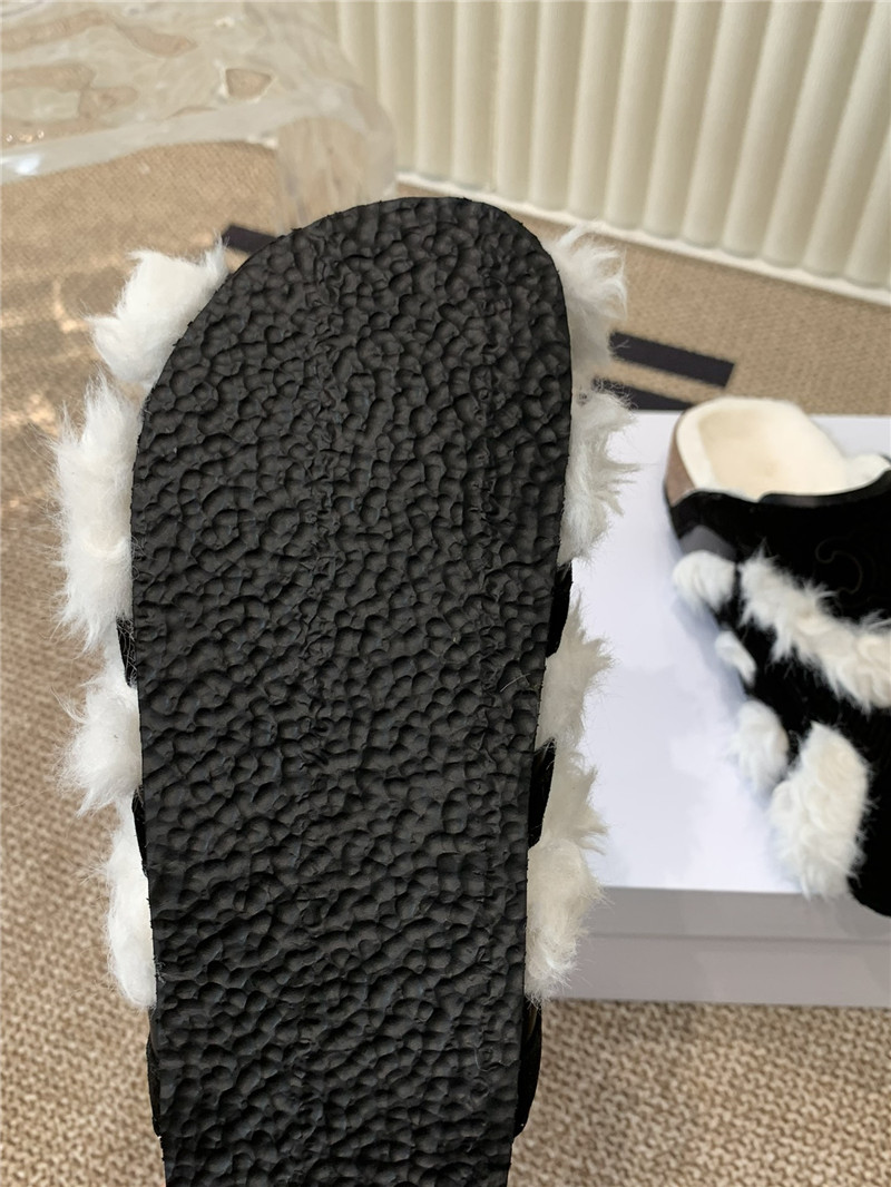 Ce1i*e suede and shearling fur mules black/white