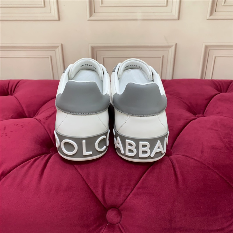 Dolce & Gabbana D&G White Gray Logo Low Top Sneakers