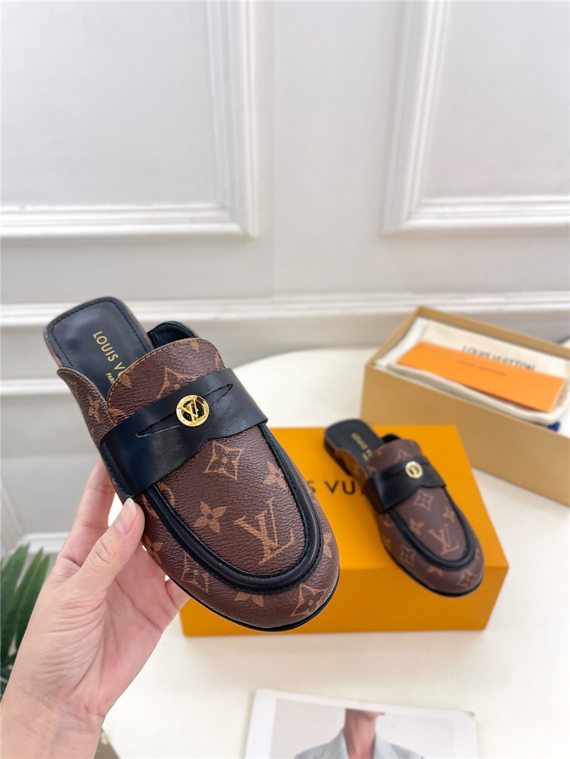 LV Soho Open Back Loafers Monogram Leather