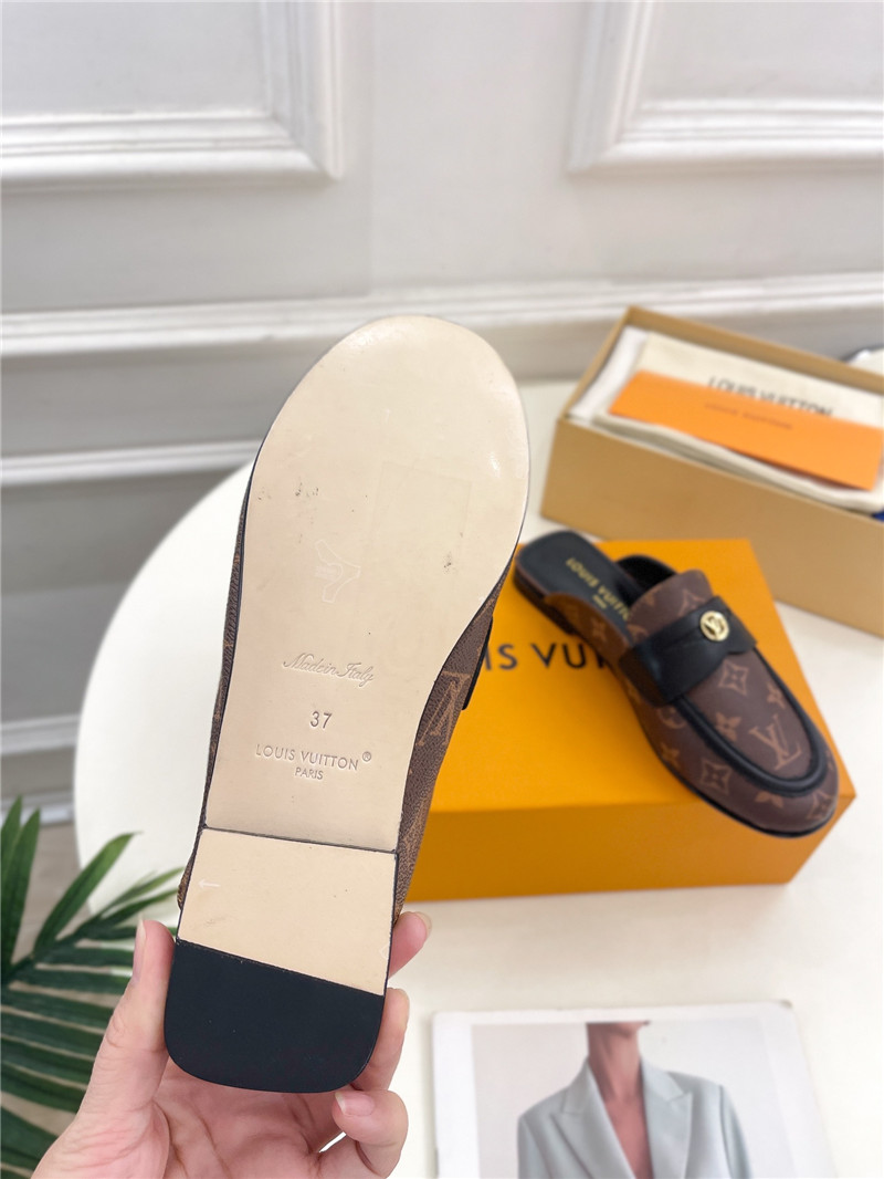 LV Soho Open Back Loafers Monogram Leather