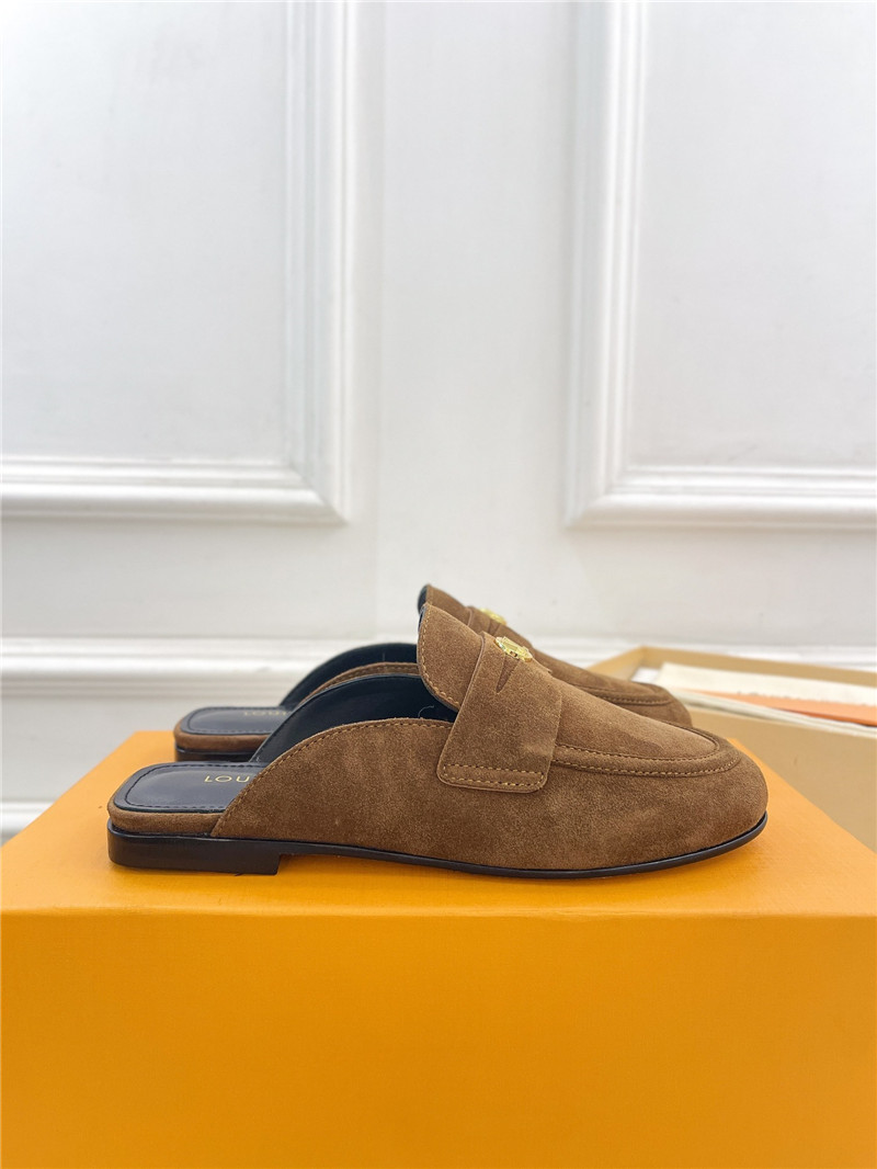 LV Soho Open Back Loafers Brown Suede