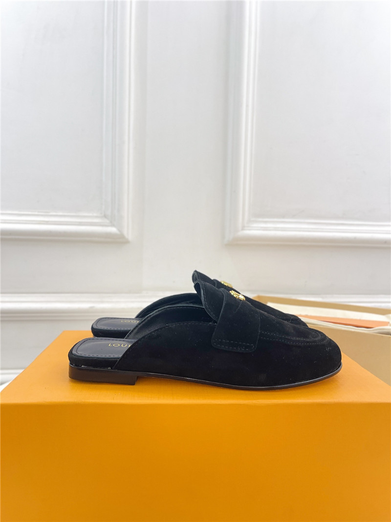 LV Soho Open Back Loafers Black Suede