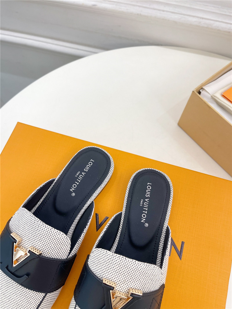 LV Capri Open Back Loafers Bicolor Canvas Navy