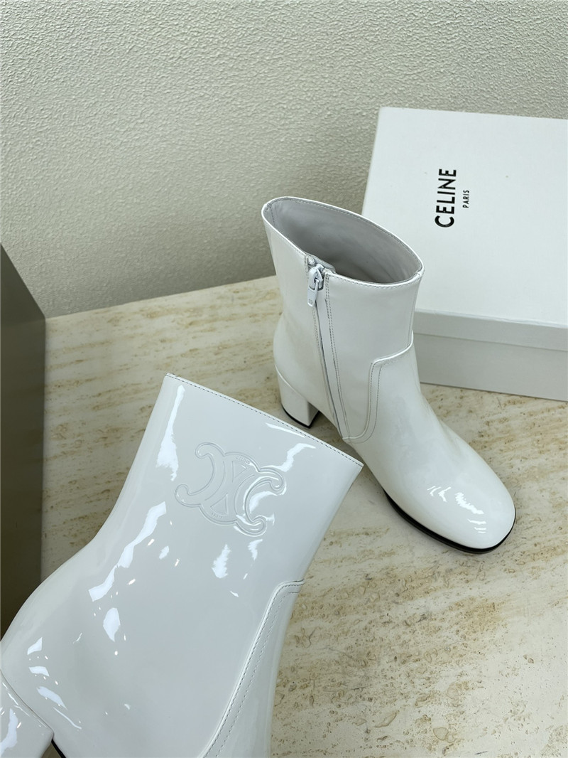 Ce1i*e white patent leather ankle boots