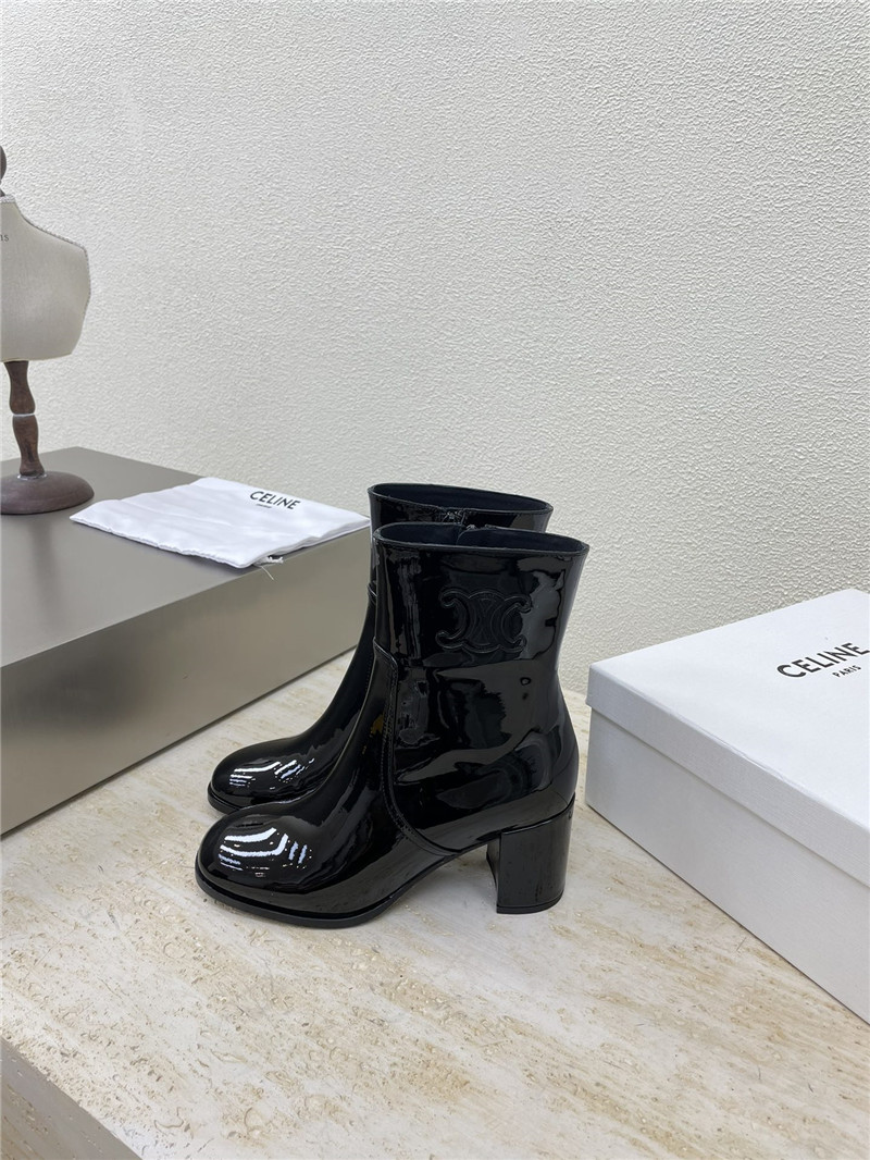 Ce1i*e triomphe zipped boots in patent calfskin