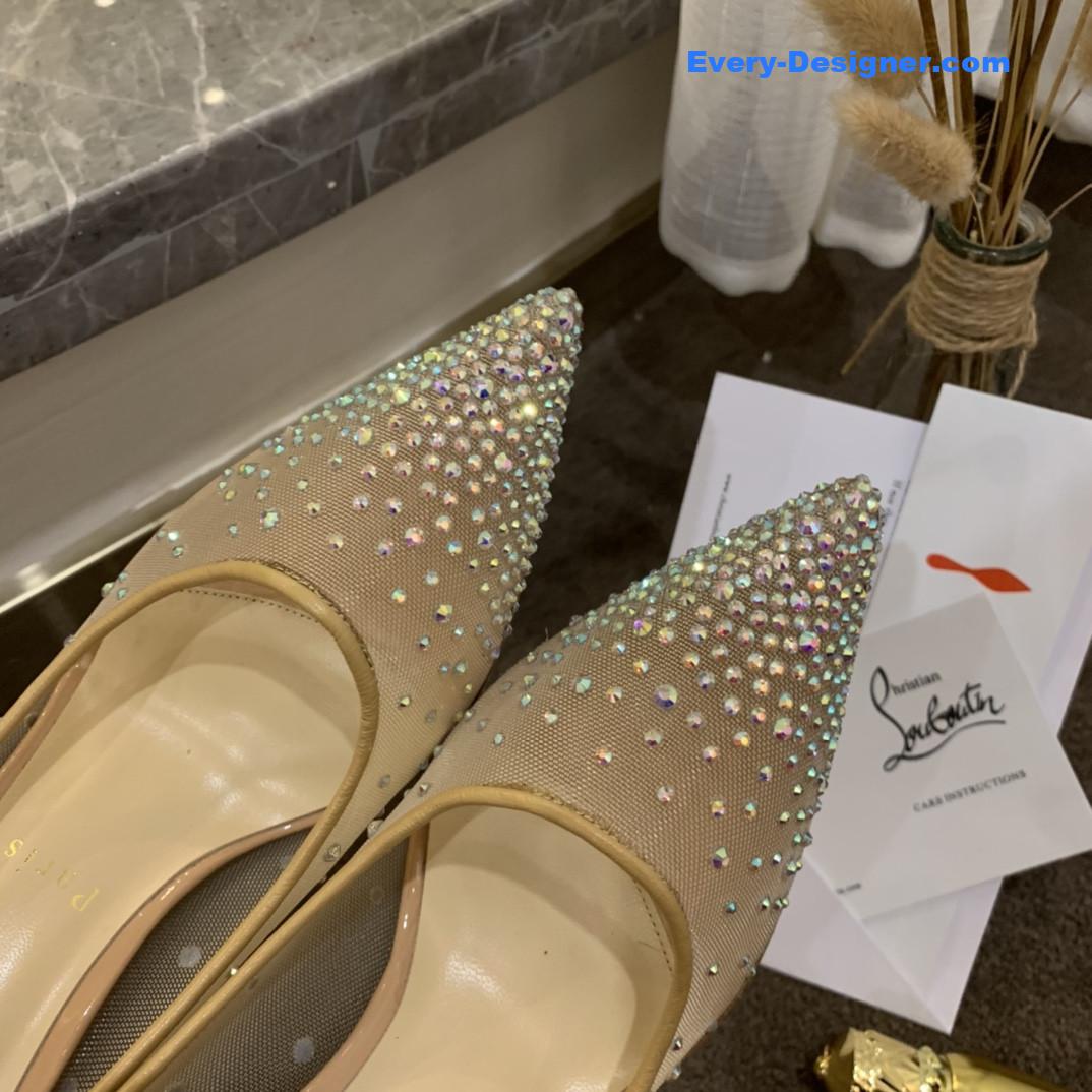Chr1st1an louboutin rhinestone mesh pumps