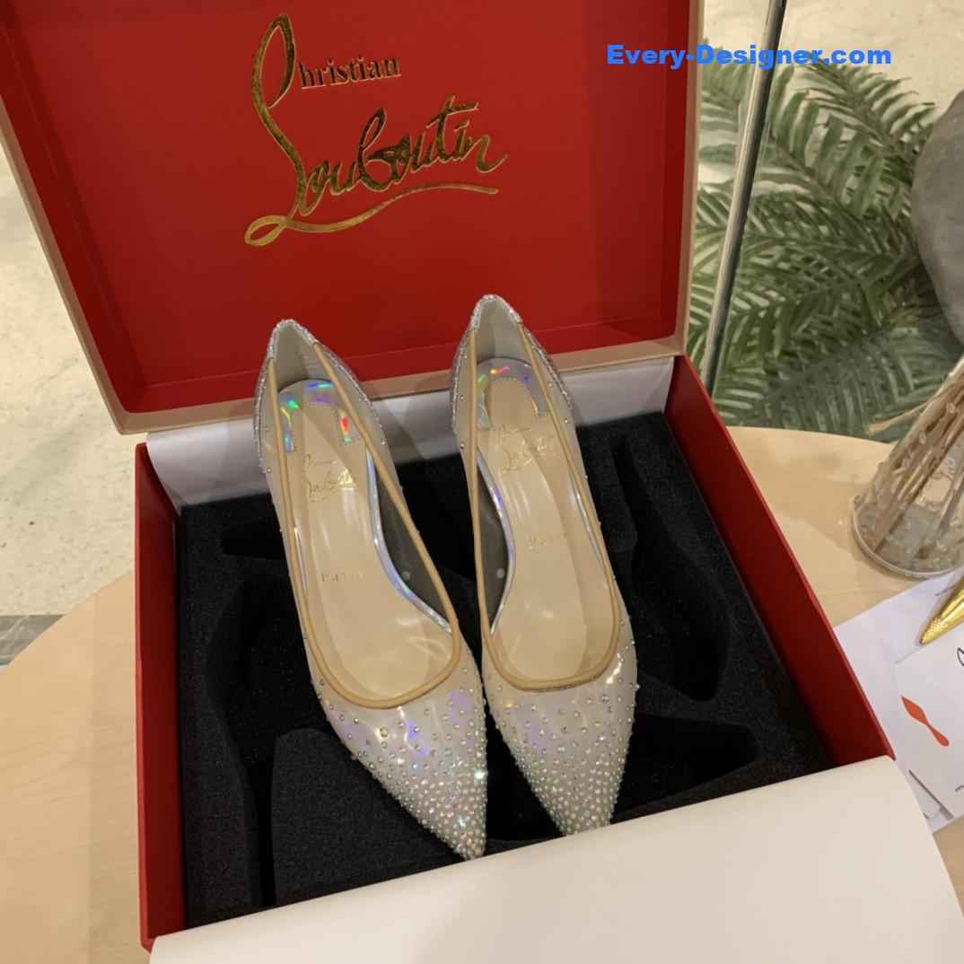 Chr1st1an louboutin rhinestone mesh pumps