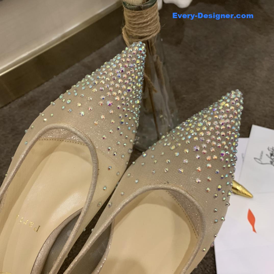 Chr1st1an louboutin rhinestone mesh pumps