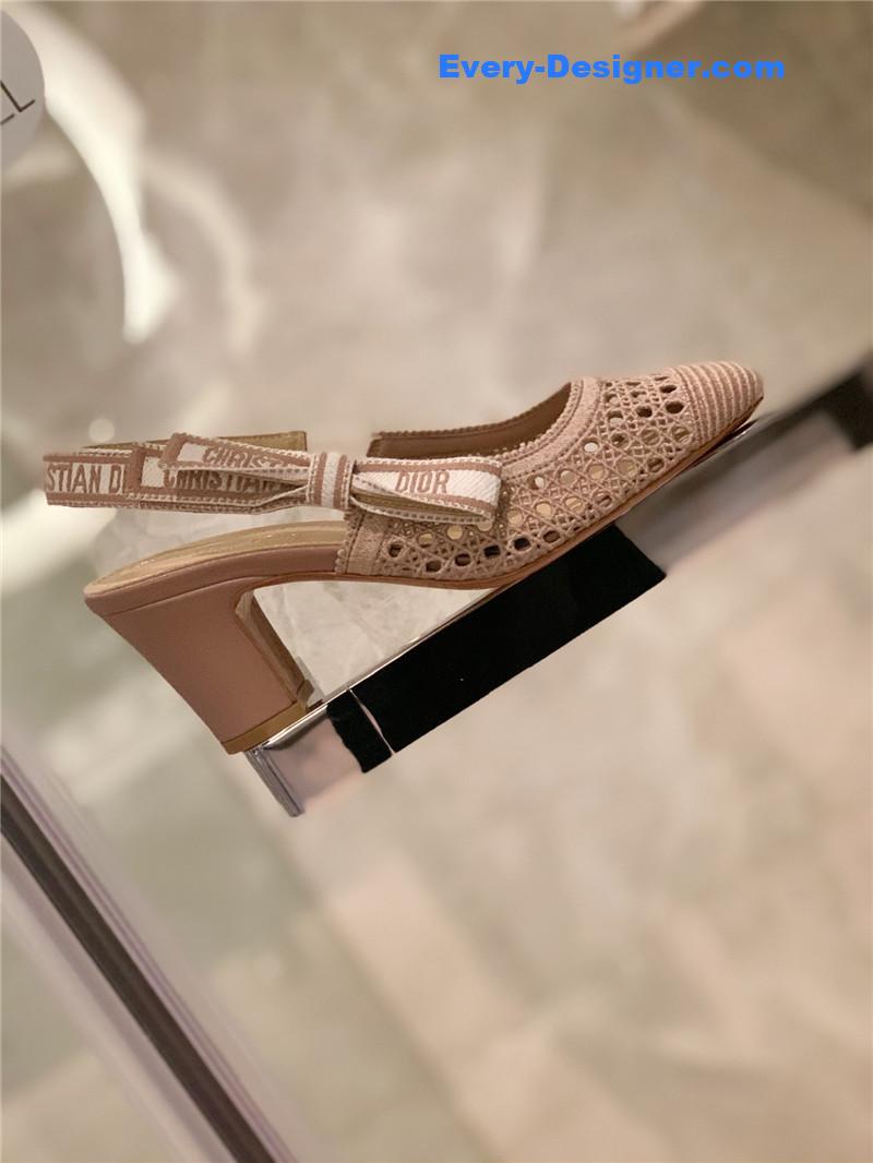D10r new hollow lace bow high-heeled sandals