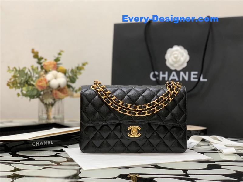 Ch**el classic flap caviar leather bag small