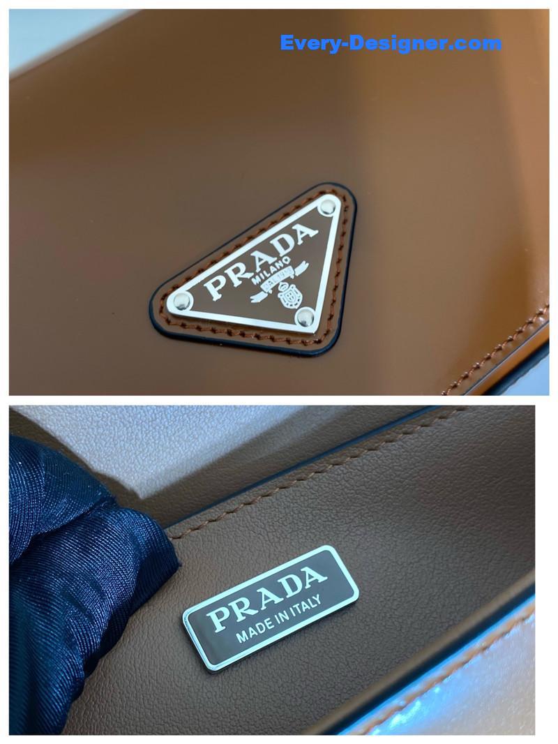 Pra*a brown brushed leather femme bag