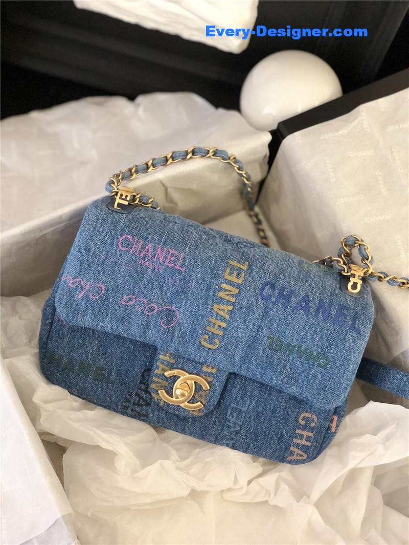 Ch**el graffiti denim cf bag