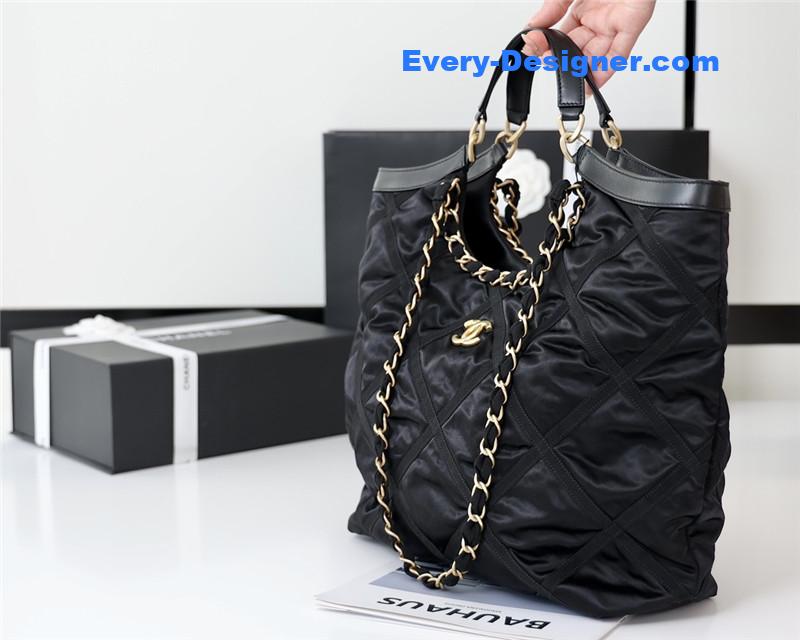Ch**el black nylon shopping bag