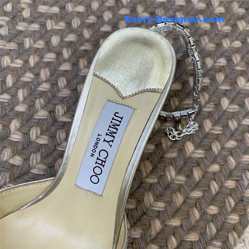 J1m*y Ch00 silver glitter heels