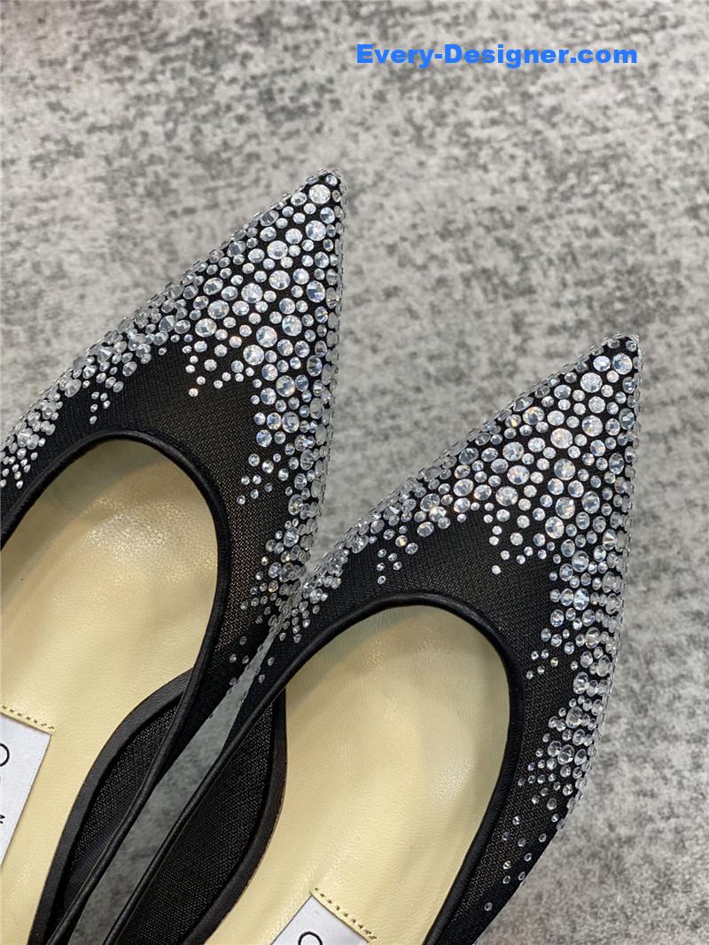 j1m*y ch00 jc mesh hot D1am0nd high-heeled shoes