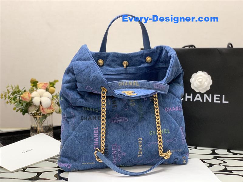 Ch**el graffiti denim shopping bag