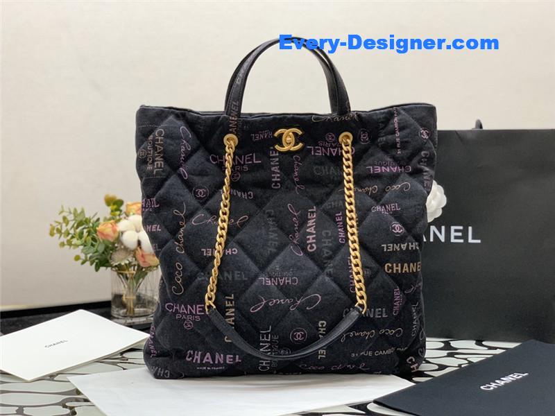 Ch**el graffiti denim shopping bag