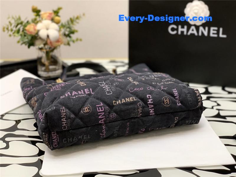 Ch**el graffiti denim shopping bag