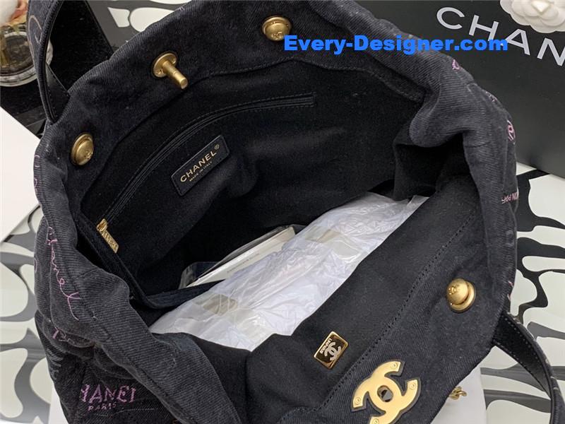 Ch**el graffiti denim shopping bag