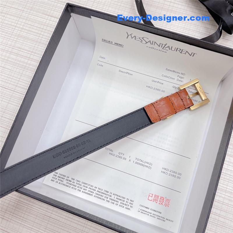 Y51 crocodile grain top layer leather belt
