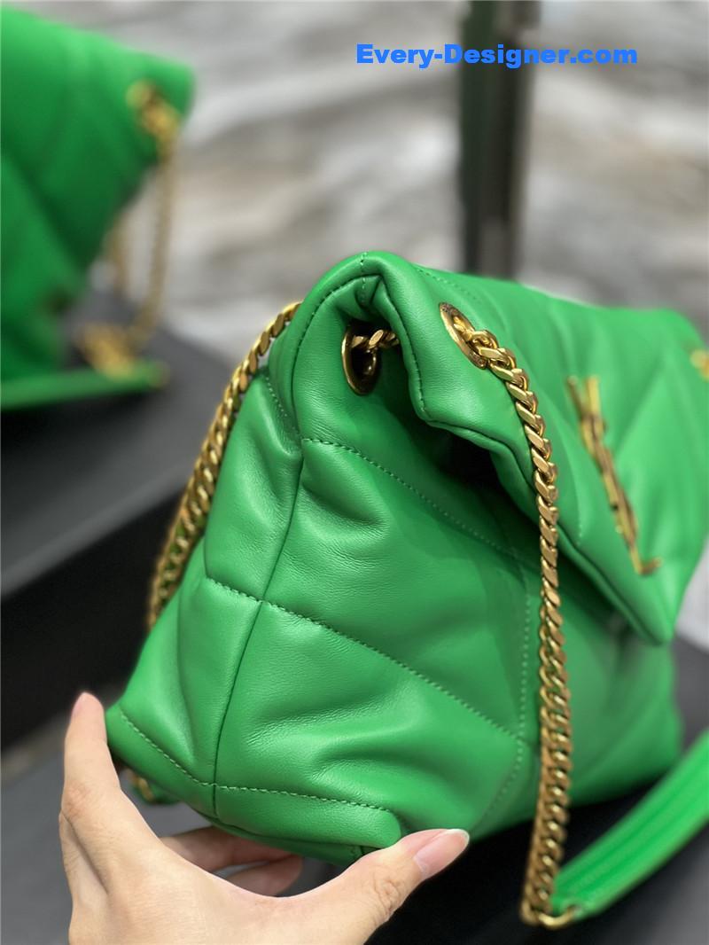 Y51 loulou puffer green sheepskin bag