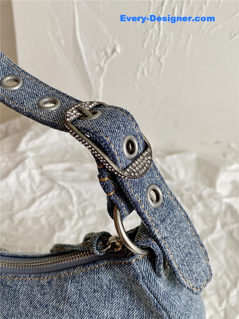 Ba1en*iaga le cagole denim motorcycle bag