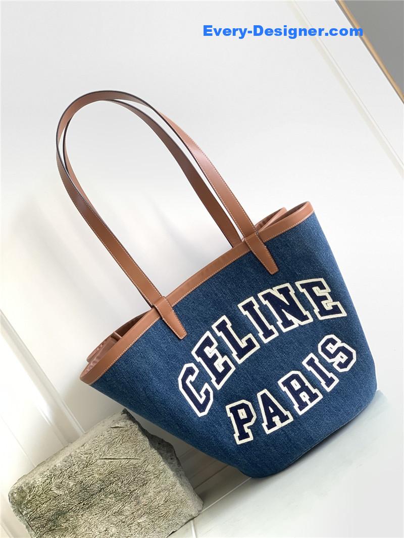 Ce1i*e blue denim canvas couffin bag