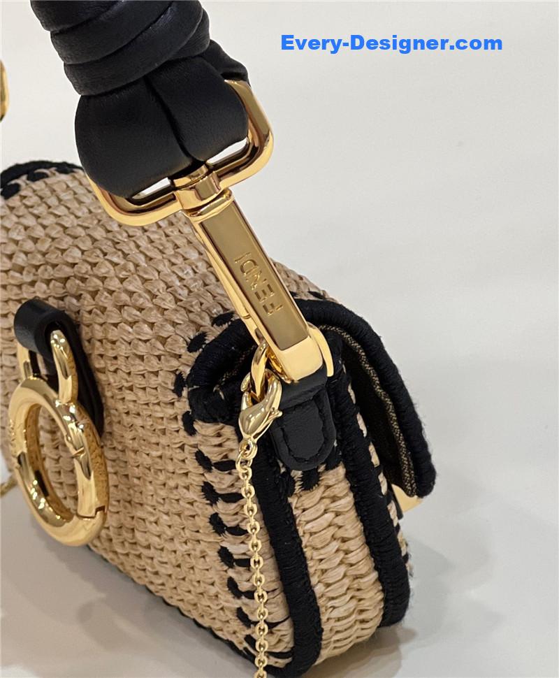 F**di nano baguette raffia charm mini bag