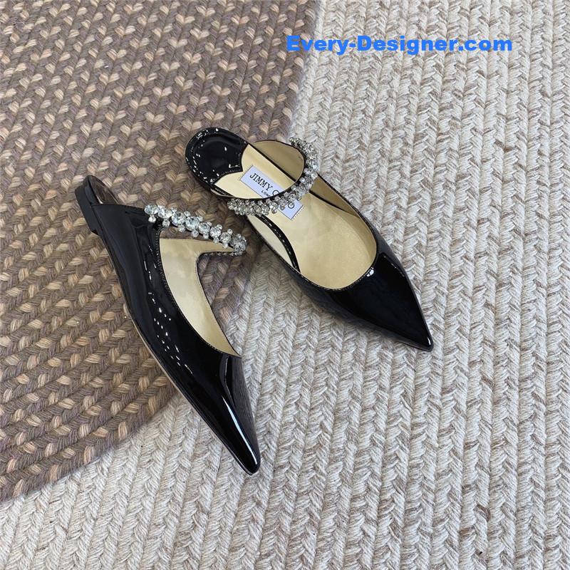 J1m*y Ch00 rhinestone slide sandals