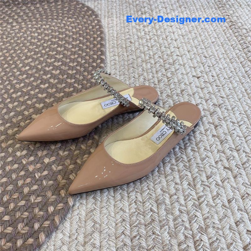 J1m*y Ch00 rhinestone slide sandals