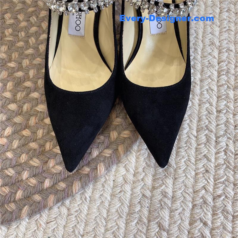 J1m*y Ch00 rhinestone slide sandals
