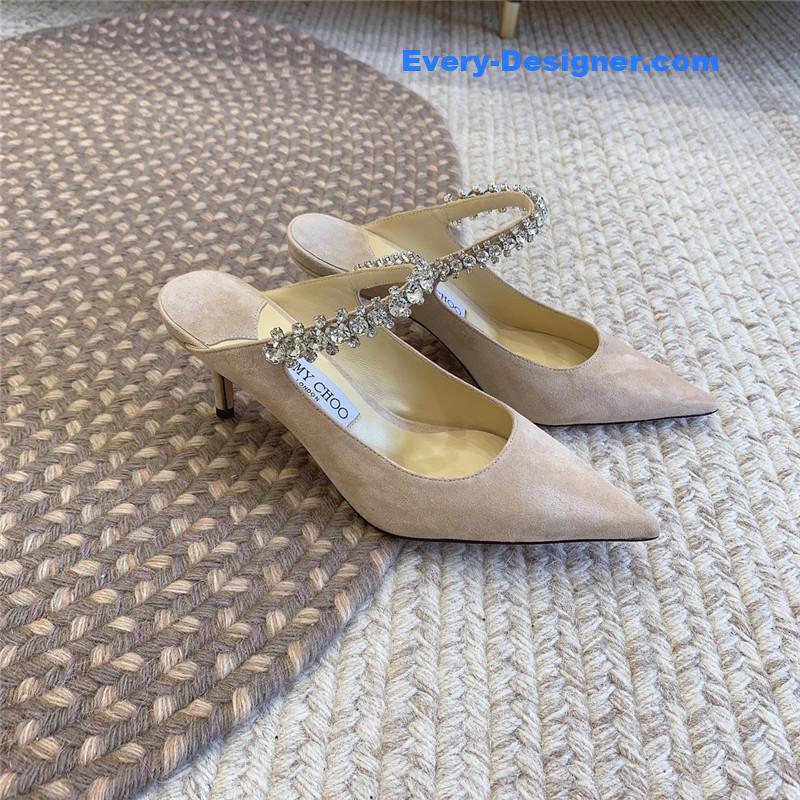 J1m*y Ch00 rhinestone slide sandals