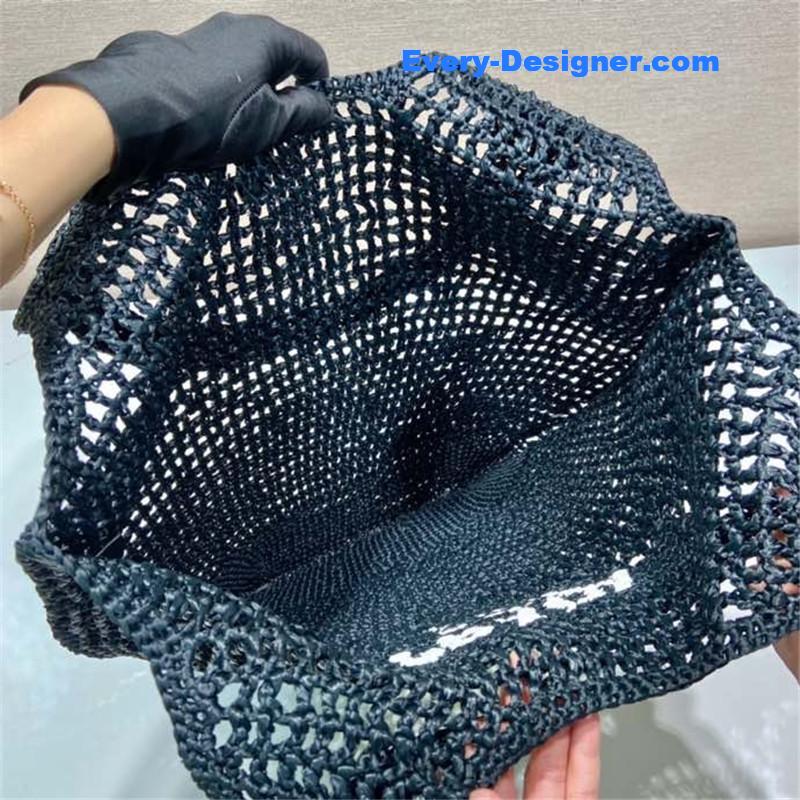 Pra*a raffia tote bag black