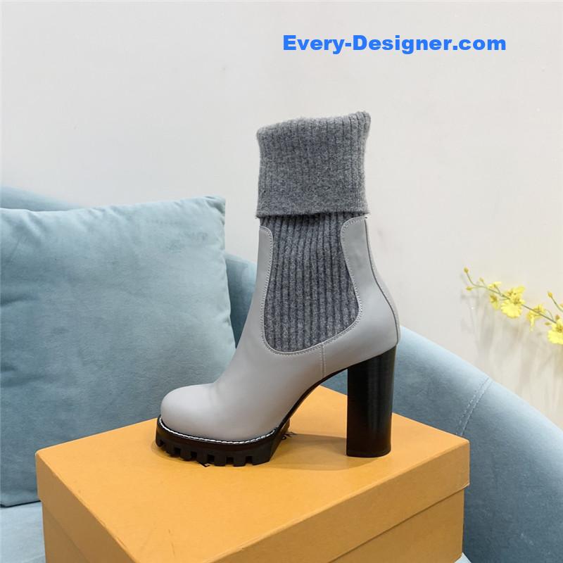 l0vis Vvtt0n lv woolen tube thick heel short boots