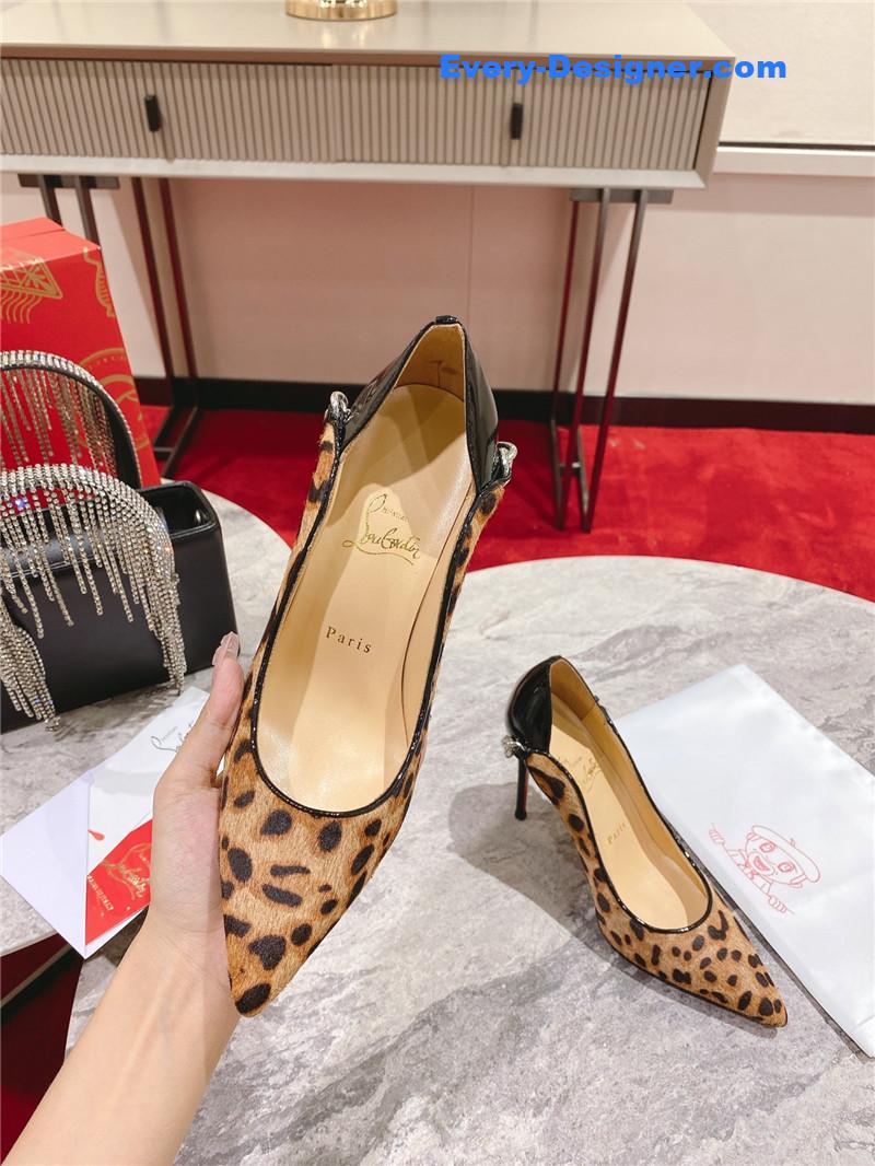 Chr1st1an louboutin leopard patent leather pumps