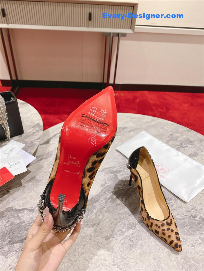 Chr1st1an louboutin leopard patent leather pumps