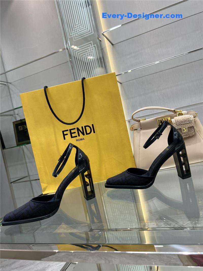 F**di square toe ff hollow heel court shoes