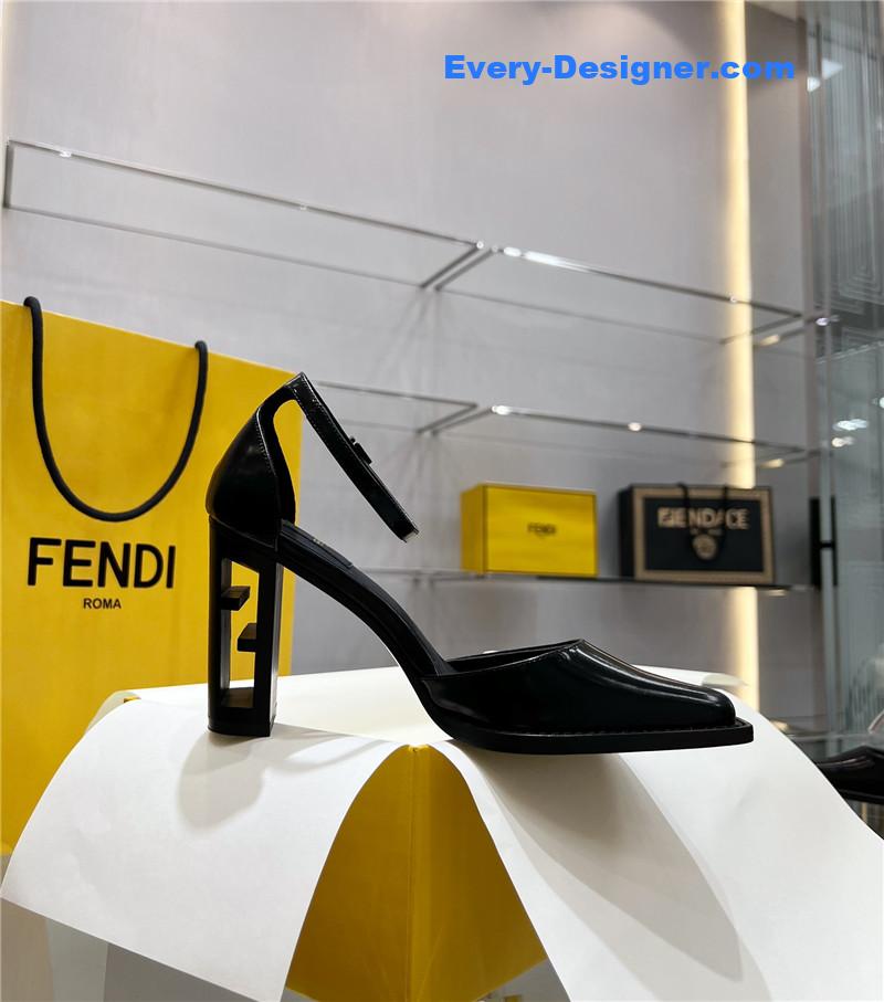 F**di square toe ff hollow heel court shoes