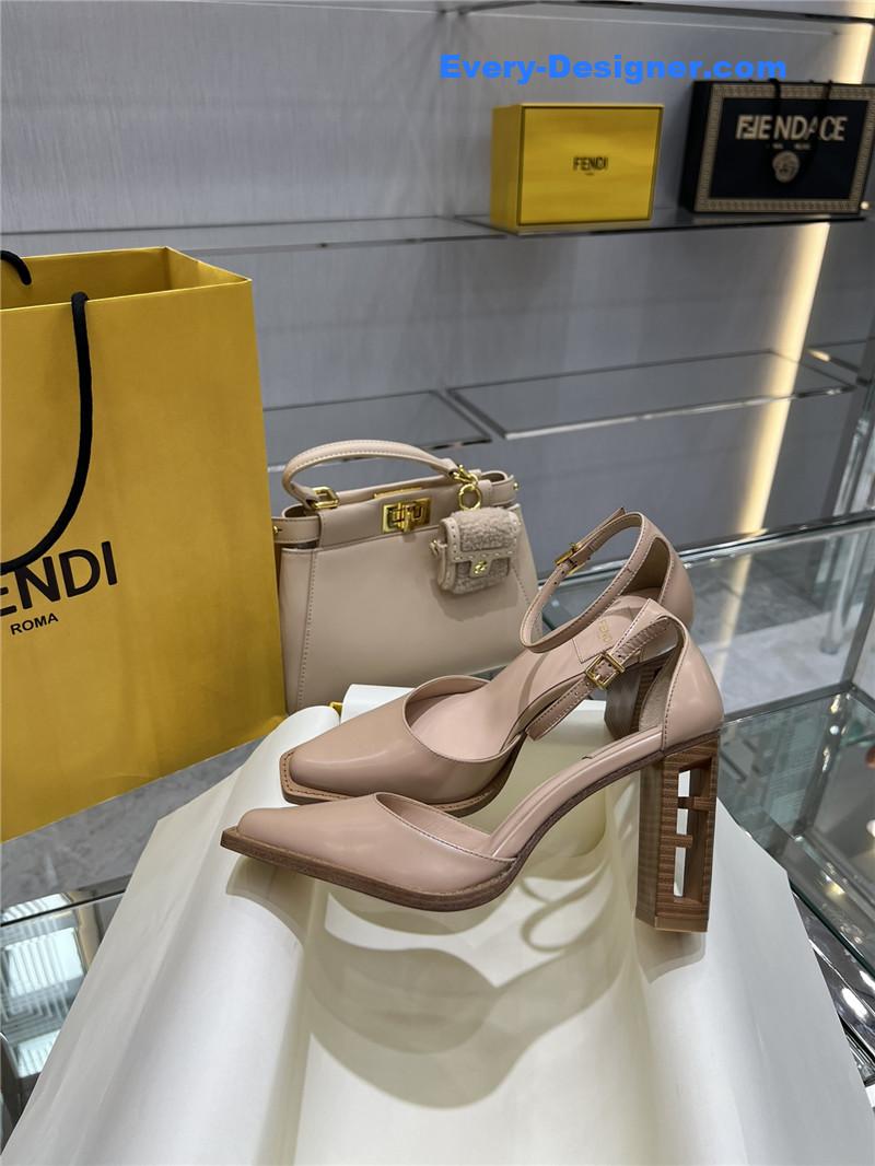 F**di square toe ff hollow heel court shoes